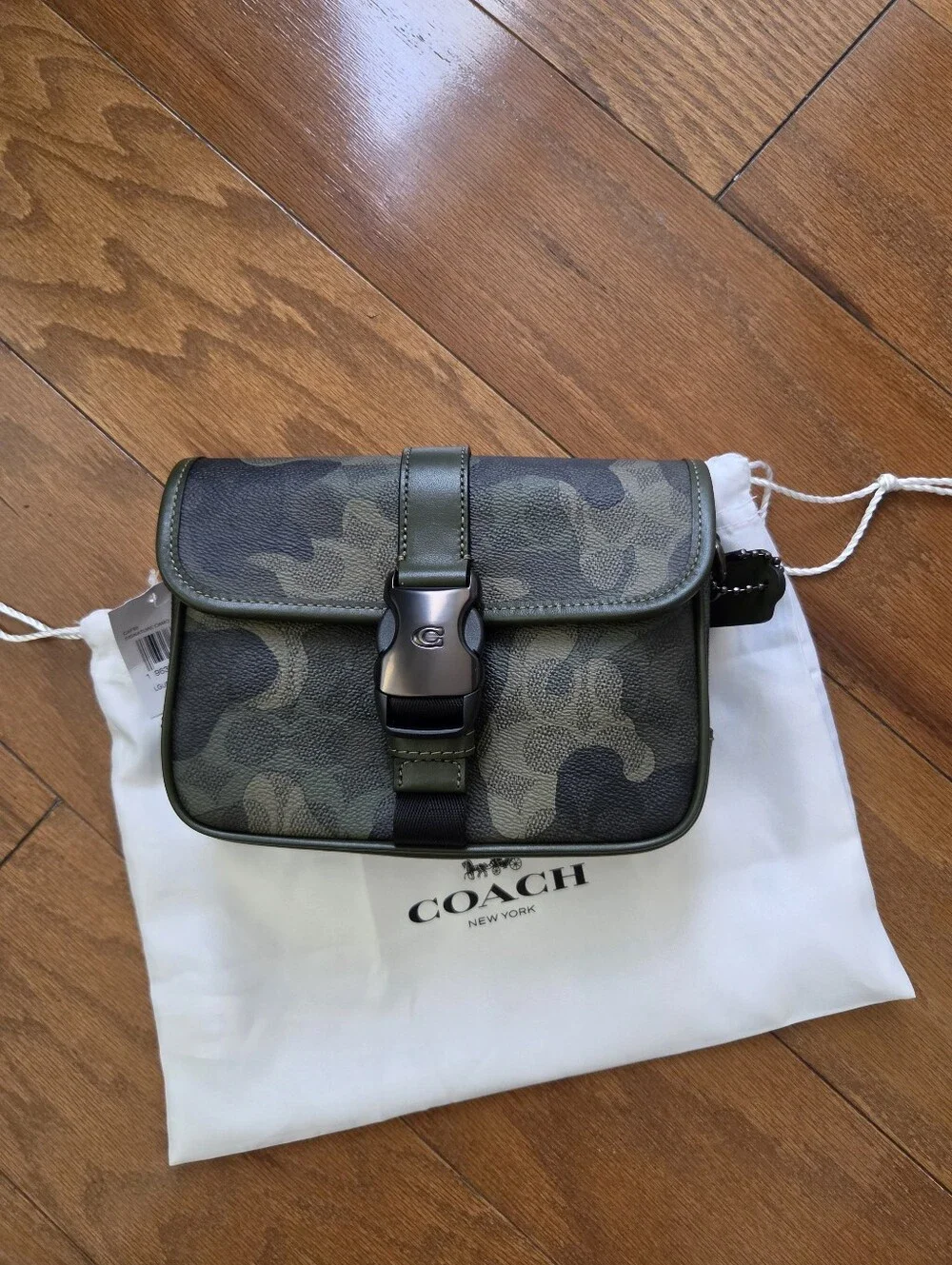 RARE NWT Coach League Crossbody Bag 19 Camo Print Smooth Leather Discontinued